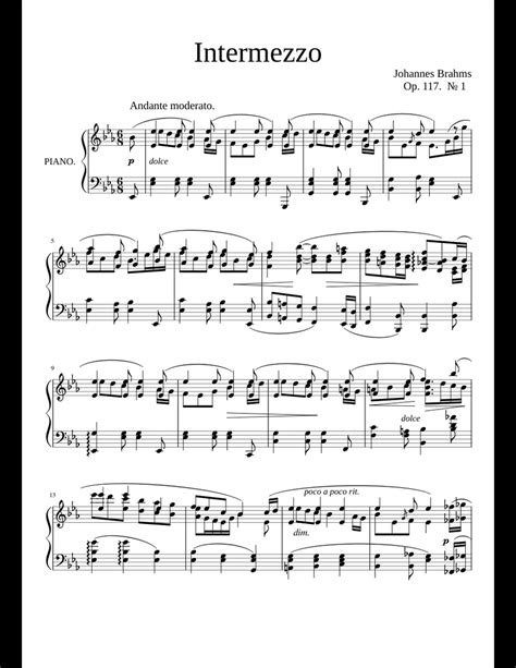 Brahms Intermezzo In E Flat Major Op 117 № 1 Sheet Music For Piano
