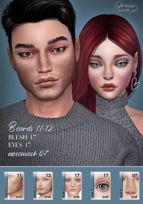 Beards 11 12 Blush 17 Eyes 17 Nosemask 07 Patreon Beard Sims 4