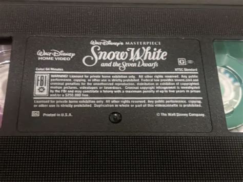 WALT DISNEYS SNOW White The Seven Dwarfs Masterpiece Collection VHS