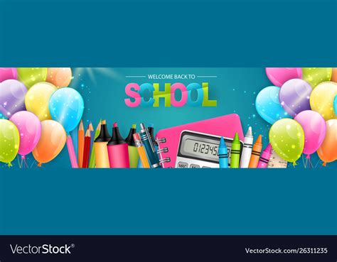 Welcome Back To School Banner Or Website Header Vector Image