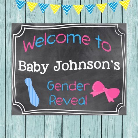 Gender Reveal Chalkboard Welcome Sign Digital By Modernstarprint