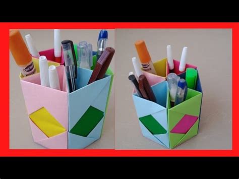 How To Make Pen Pencil Stand Origami Pen Holder Paper Pencil Holder