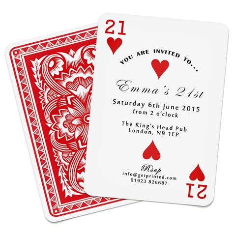 personalised playing card invitations birthday party