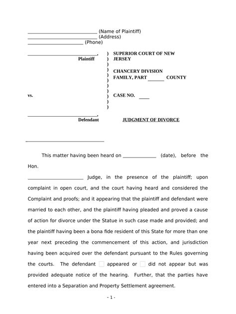 Judgment Divorce Without Form Fill Out And Sign Printable Pdf