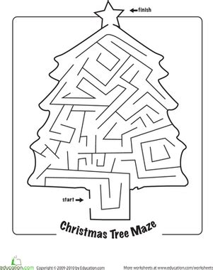 Kindergarten, 1st grade and 2nd grade students. Christmas Maze | Worksheet | Education.com