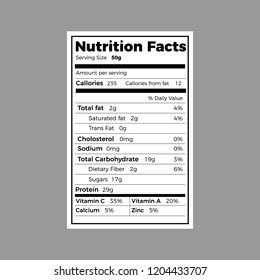 Label Nutrition Facts Vector Food Information Stock Vector Royalty