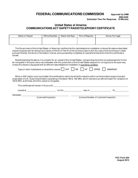 Fcc Form 824 Fill Out Sign Online And Download Printable Pdf