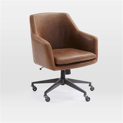Helvetica Leather Swivel Office Chair Upholstered Office Chair
