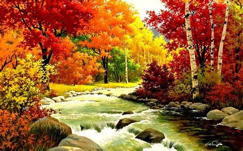 Mountain River And A Wonderful Autumn Landscape