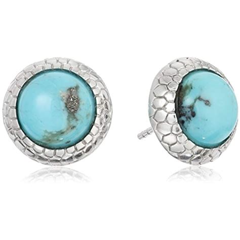 Sterling Silver With Genuine Turquoise Stud Earring With Python Detail