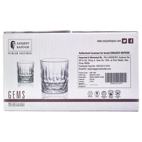 Sanjeev Kapoor Gems Round Whisky Glass 320 Ml Set Of 6 Jiomart