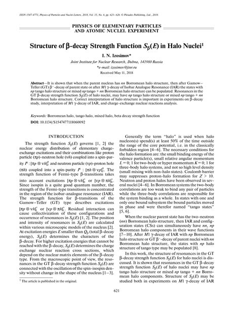 Pdf Structure Of β Decay Strength Function Sβe In Halo Nuclei