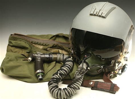 Jet Pilot Helmet Gentex Hgu 55p With Dual Visors Oxygen Mask Usaf