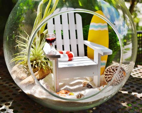 Surfboard Beach Terrarium Kit ~ 8 Air Plant Terrarium Kit ~ Coastal Living Beach House Decor