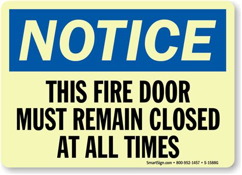 This offers protection to the bedroom corridor escape route from fire and smoke. Fire Door Remain Closed Sign - Fire And Emergency Sign ...