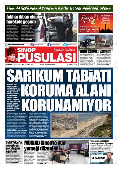 Nisan Tarihli Sinop Pusulas Gazete Man Etleri