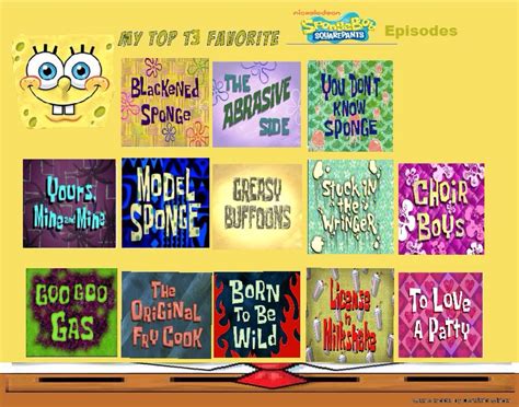 My 10 Favorite Spongebob Squarepants Characters By Stanmarshfan20 On