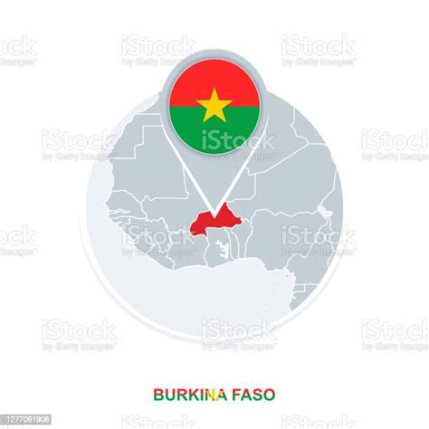 Burkina Faso Kaart En Vlag Vector Kaart Pictogram Met Gemarkeerd