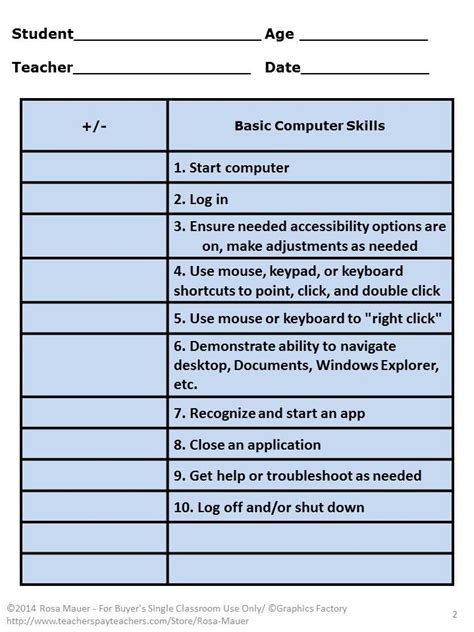 Computer Skills Free Checklist Teaching Computer Skills Computer Teacher Teaching Computers