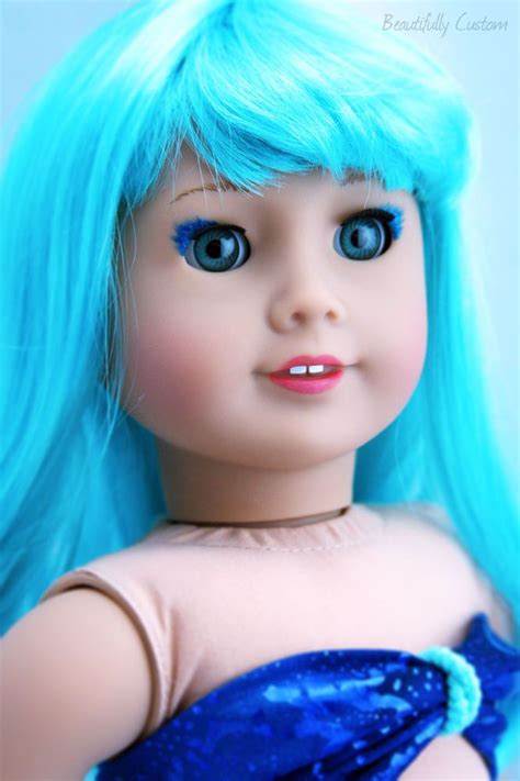 Custom Ooak American Girl Doll Mermaid Turquoise Blue Hair