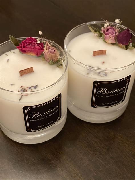 Soy Candles Dried Flower Candlerose Etsy In 2020 Soy Candles
