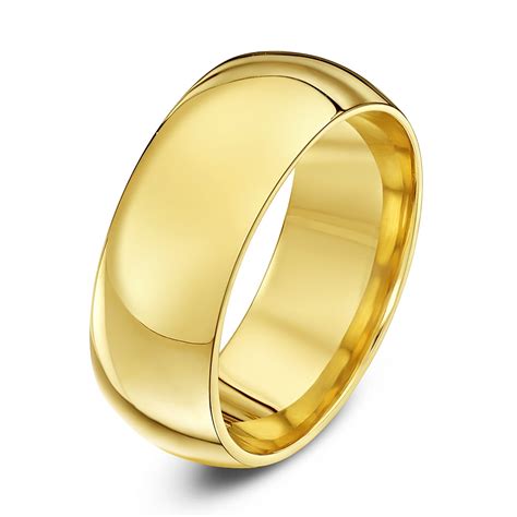 9ct Yellow Gold Heavy Weight Court Shape 8mm Wedding Ring