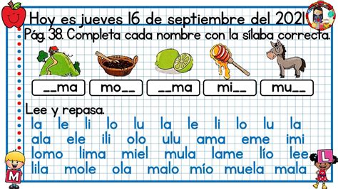 Cuaderno Para Repasar Las SÍlabas Directas M L 45 Imagenes Educativas