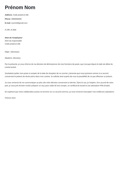 Lettre De Demission Sans Preavis Lettre 7098 Hot Sex Picture