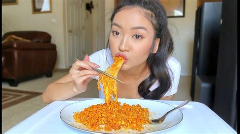 Cheesy Carbonara Fire Noodle Mukbang Youtube
