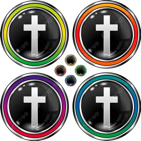 Cruz Cristã Orbe Preta Botão Símbolo Adoração Na Internet Vetor Png