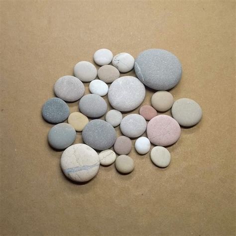 25 Small And Tiny Flat Round Pebbles Smooth Flat Round Sea Etsy