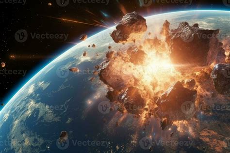 Cataclysmic Collision Meteorite Strikes Earth Altering Its Very