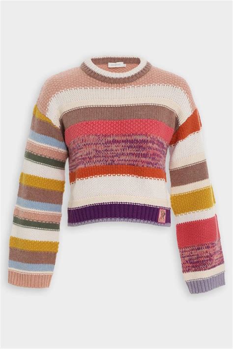 Zimmermann Cosmic Cropped Stripe Sweater In Multi In Red Lyst