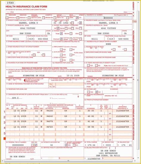 Free Fillable And Printable Cms 1500 Form Free Printable Form