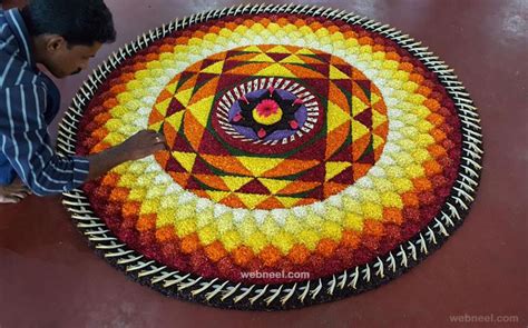 Pookalam or atham or onam floral design, an intricate and colorful arrangement of flowers laid on. 60 Most Beautiful Pookalam Designs for Onam Festival
