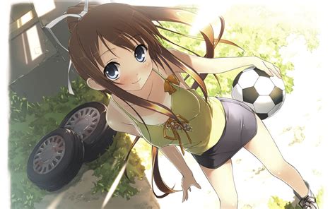 Brown Haired Female Anime Character Holding Volleyball Hd Wallpaper Wallpaper Flare