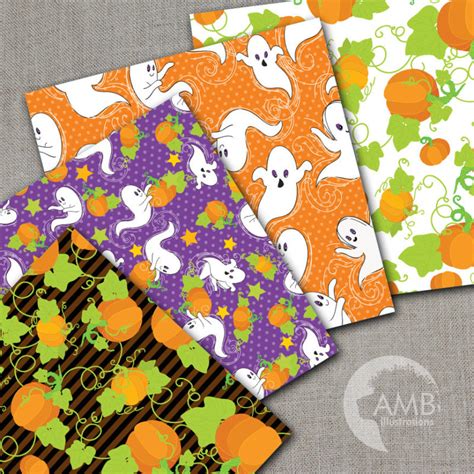 Halloween Ghost And Pumpkin Papers Ambillustrations Com