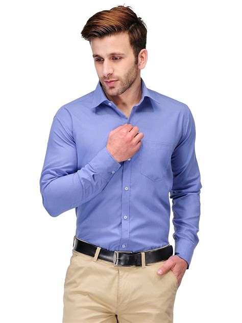Buy Koolpals Formals Cotton Blend Plain Shirt Office Blue Solid At
