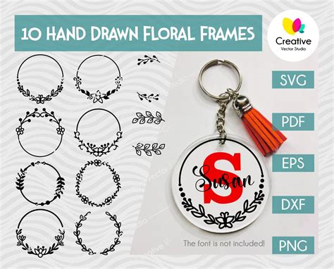 Floral Round Keychain Pattern Svg Creative Vector Studio