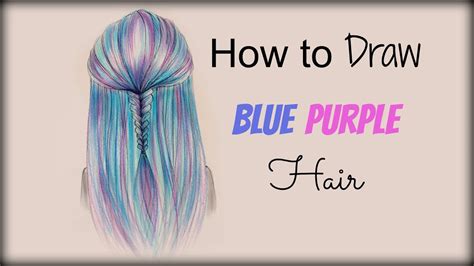 How to draw short hair? Drawing Tutorial How to draw and color Blue Purple Hair ...