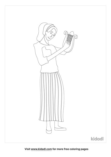 Free Woman Playing Lyre Coloring Page Coloring Page Printables Kidadl
