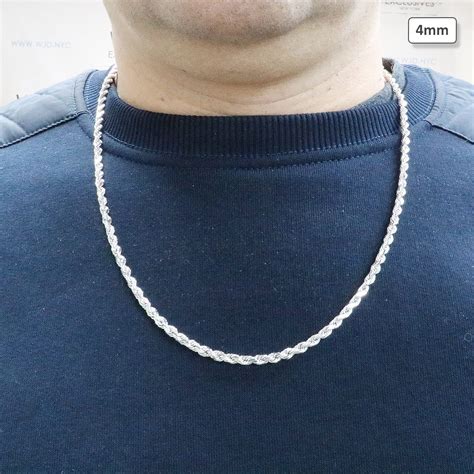 10k Solid White Gold 4mm Diamond Cut Rope Chain Necklace 20″ 24″ Wjd