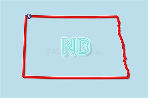 North Dakota Vector Map Isolated On White High Detailed Silhouette Of
