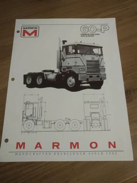 Marmon 1983 60 P Cabover Truck Original Standard Specifications Page