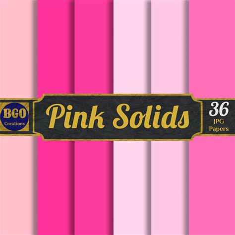 Pink Digital Paper Pack 36 Shades Of Pink Plain Solid Colors Etsy