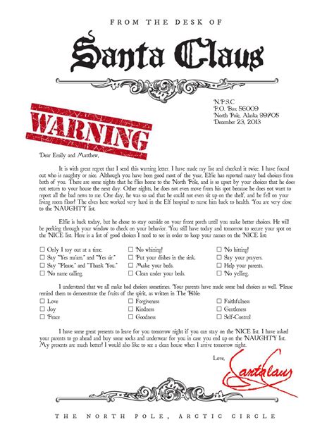 free printable naughty list letter from santa in this free printable santa claus letter santa