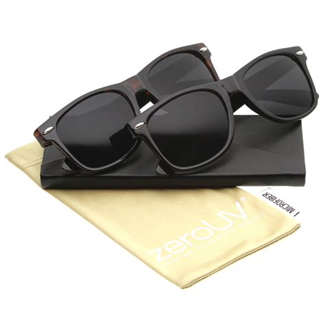 zerouv unisex retro wide temple polarized lens horn rimmed sunglasses 55mm 2 pack black