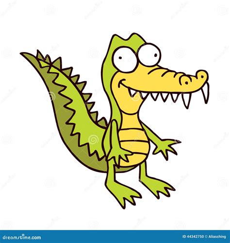 Crocodile Cartoon Smiling Alligator Funny Character Stock Vector