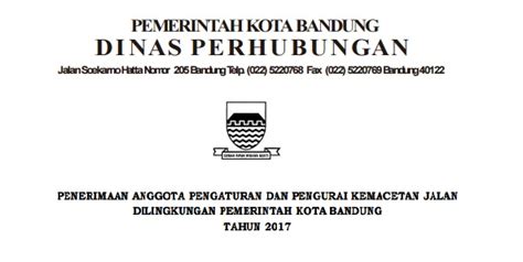 Lowongan kerja di cianjur mei 2021 temukan loker terbaru yang sesuai dengan lokasi, pendidikan, dan minat anda. Lowongan Kerja Dinas Perhubungan Kota Bandung Tingkat SMA Sederajat - Rekrutmen Lowongan Kerja ...