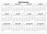 2019 Printable Calendar Templates